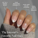 Short Almond Press-On Nails – Glossy French Tip, 24-Piece Kit