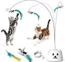 360° Automatic Flying Bird Cat Toy with Suction Cup Base & Feather Wand