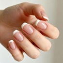 Short Square French Tip Press-On Nails – Pink & White