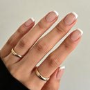 Short Square French Tip Press-On Nails – Pink & White