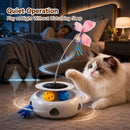 3-in-1 Interactive Cat Toy with Remote Control, Butterfly, Feathers & Ball Track