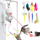 Interactive LED Cat Toy with 8 Replacement Teasers, Feathers & Mouse