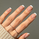 Short Square French Tip Press-On Nails – Pink & White