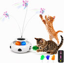 3-in-1 Interactive Cat Toy with Remote Control, Butterfly, Feathers & Ball Track