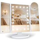 Trifold Makeup Mirror with LED Lights & 2X 3X 10X Magnification