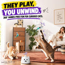 360° Automatic Flying Bird Cat Toy with Suction Cup Base & Feather Wand